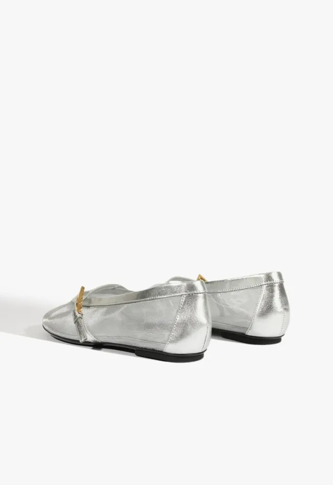Schutz Shoes Ballerinas Sylvie Ballet Flat Silver 8211 Women