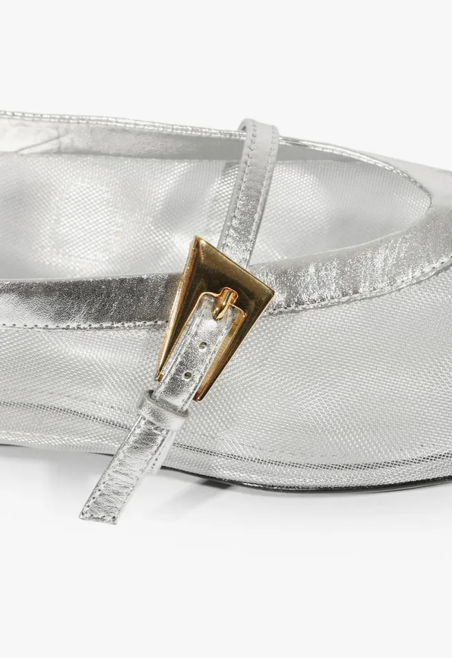 Schutz Shoes Ballerinas Sylvie Ballet Flat Silver 8211 Women
