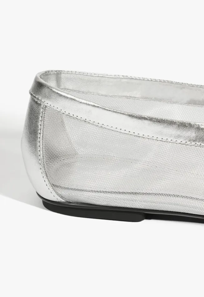 Schutz Shoes Ballerinas Sylvie Ballet Flat Silver 8211 Women