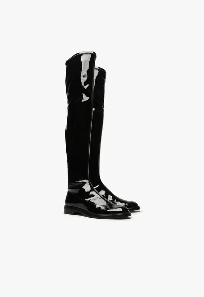 Schutz Shoes Boots Kaolin Over The Knee Patent Leather Boot Black 8211 Women