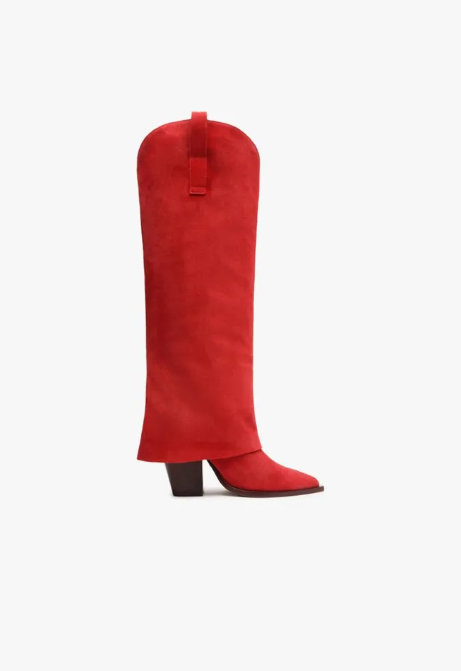 Schutz Shoes Boots Woody Up Cloak Suede Boot Scarlet 8211 Women