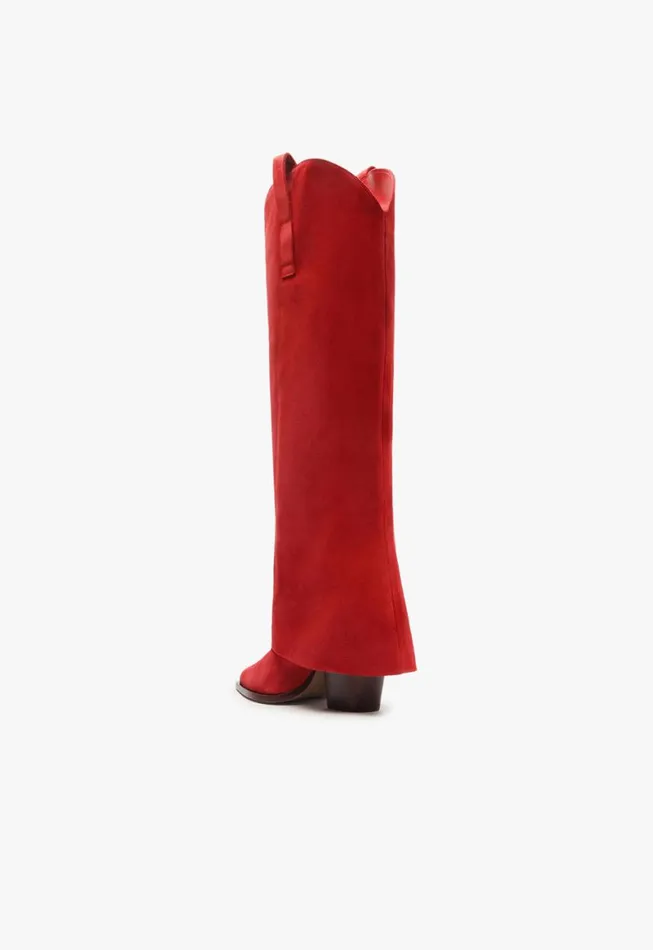 Schutz Shoes Boots Woody Up Cloak Suede Boot Scarlet 8211 Women