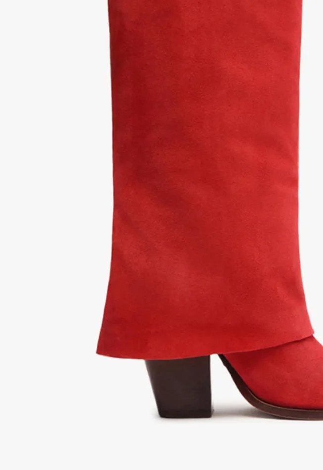 Schutz Shoes Boots Woody Up Cloak Suede Boot Scarlet 8211 Women