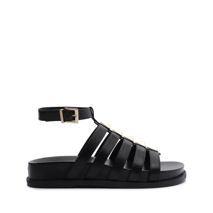 Schutz Shoes Flats Kyrie Sporty Leather Sandal Black 8211 Women