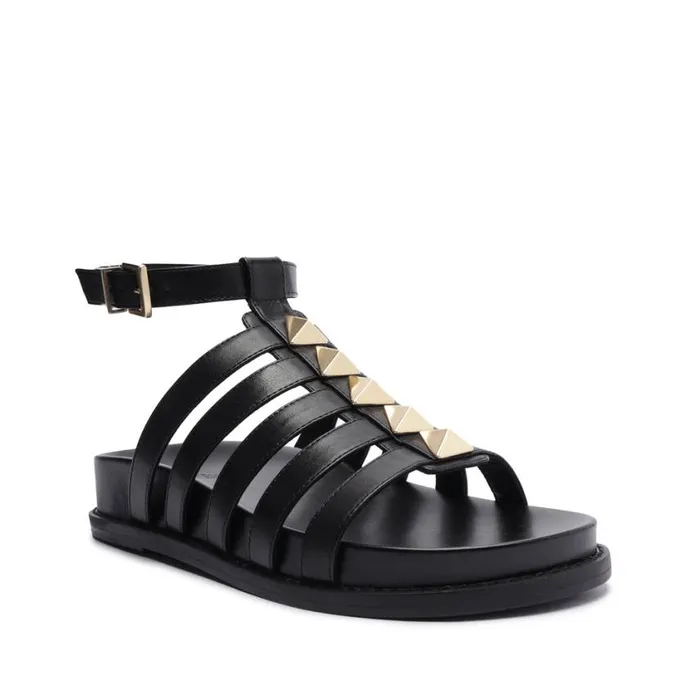 Schutz Shoes Flats Kyrie Sporty Leather Sandal Black 8211 Women