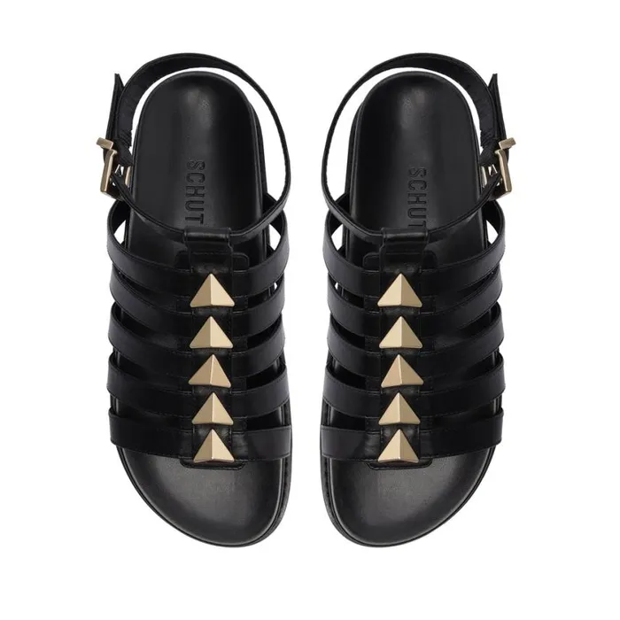 Schutz Shoes Flats Kyrie Sporty Leather Sandal Black 8211 Women