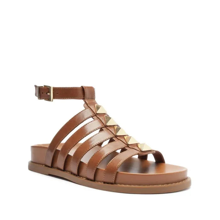 Schutz Shoes Flats Kyrie Sporty Leather Sandal Brown 8211 Women