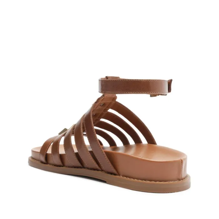 Schutz Shoes Flats Kyrie Sporty Leather Sandal Brown 8211 Women