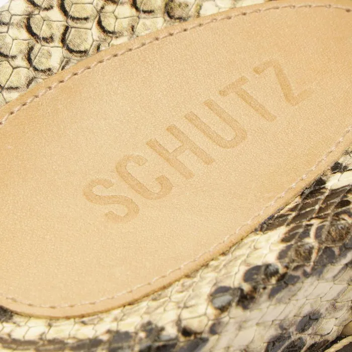 Schutz Shoes Flats Naomi Sporty SnakeEmbossed Leather Sandal Beige 8211 Women