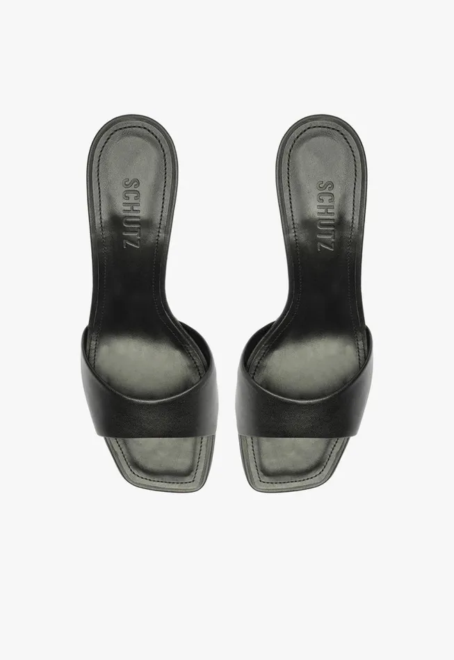Schutz Shoes Mules Posseni Casual Leather Sandal Black 8211 Women
