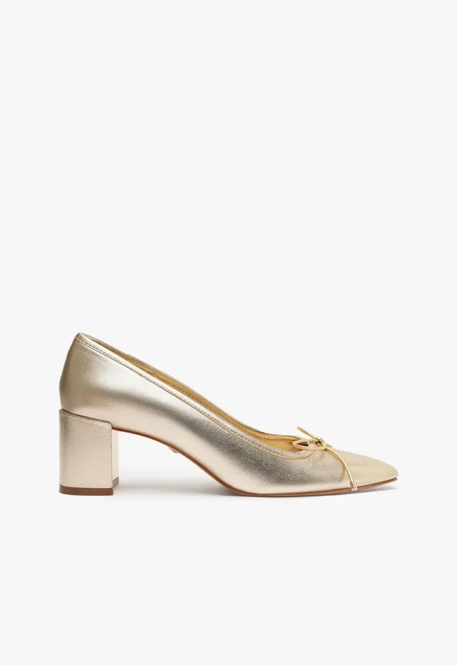 Schutz Shoes Pumps Arissa Block Metallic Leather Pump Gold 8211 Women