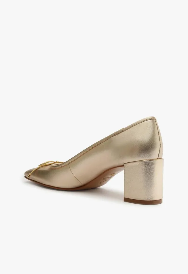 Schutz Shoes Pumps Arissa Block Metallic Leather Pump Gold 8211 Women