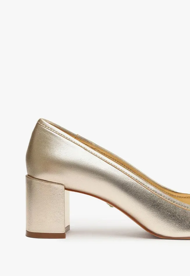 Schutz Shoes Pumps Arissa Block Metallic Leather Pump Gold 8211 Women