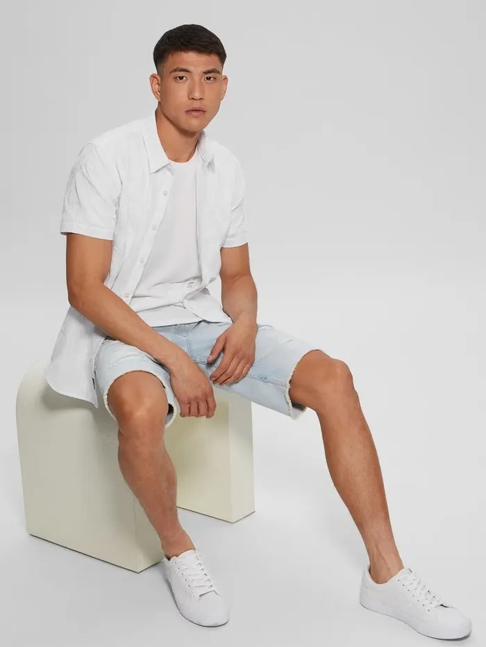 Shirts Embroidered Floral Shirt Pure White 8211 GUESS Men