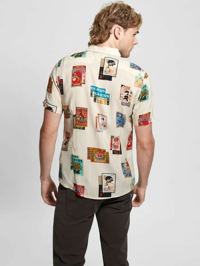 Shirts GUESS Men Eco Post Card Shirt Post Card Collage Shirts GUESS Men Eco Post Card Shirt Post Card Collage