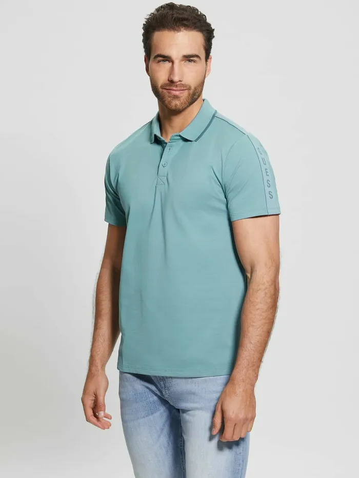 Shirts GUESS Men Paul Pique Tape Polo Shirt Honest Blue Shirts GUESS Men Paul Pique Tape Polo Shirt Honest Blue