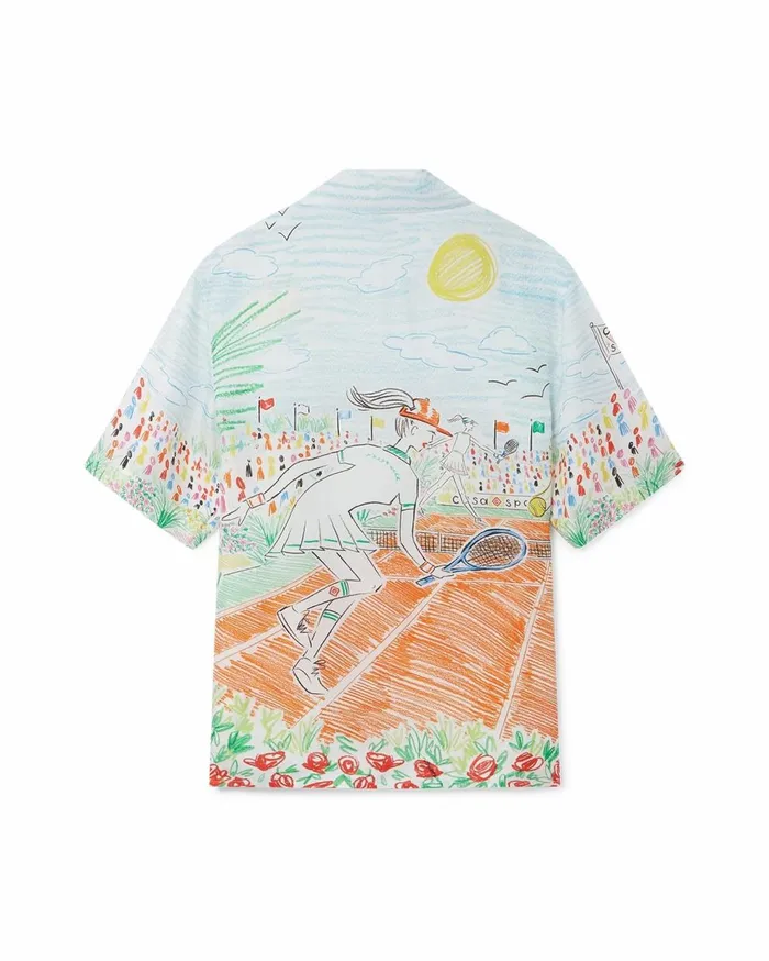 Shirts Men Casablanca Paris Court De Tennis Fleurie Silk Shirt Shirts Men Casablanca Paris Court De Tennis Fleurie Silk Shirt