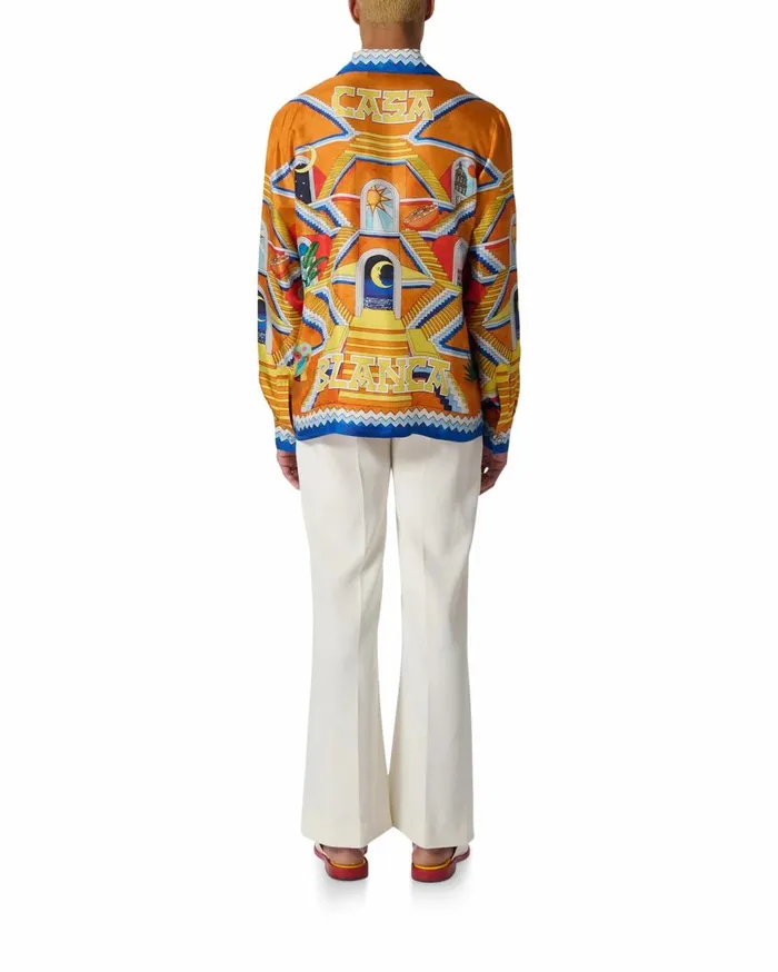 Shirts Men Casablanca Paris Escalier Infini Silk Shirt Shirts Men Casablanca Paris Escalier Infini Silk Shirt