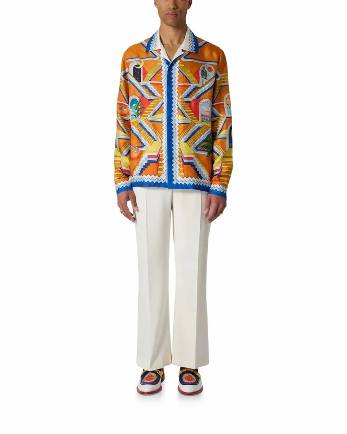 Shirts Men Casablanca Paris Escalier Infini Silk Shirt Shirts Men Casablanca Paris Escalier Infini Silk Shirt