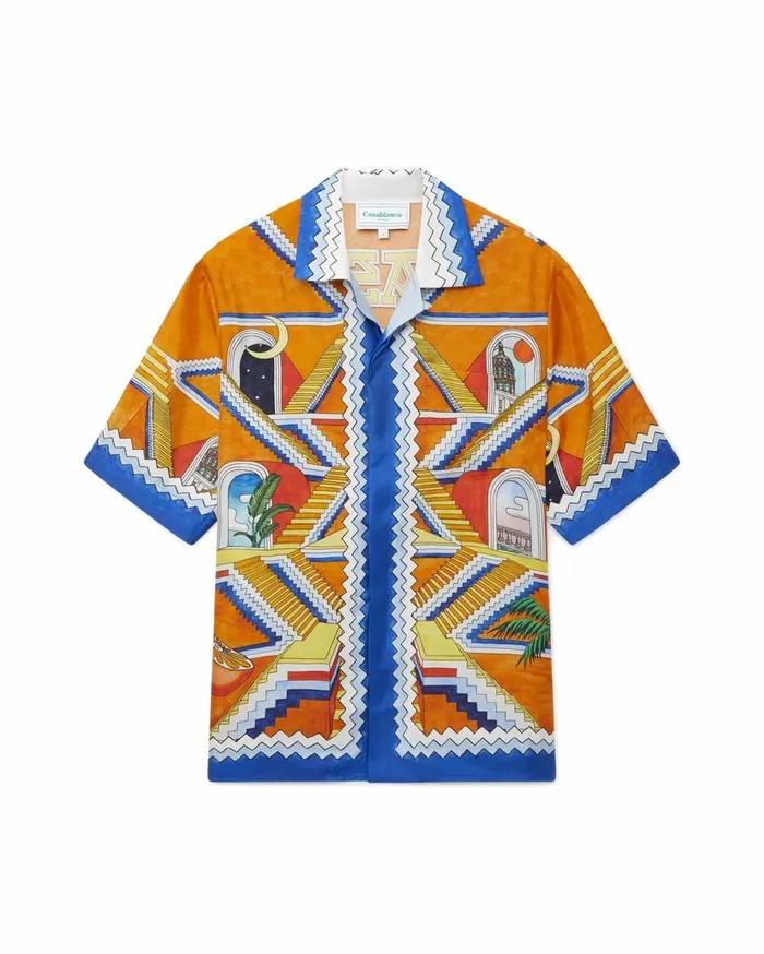 Shirts Men Casablanca Paris Escalier Infini Silk Shirt Shirts Men Casablanca Paris Escalier Infini Silk Shirt