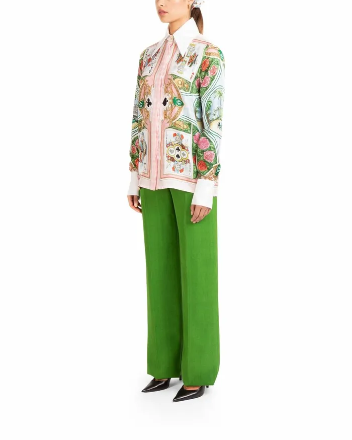 Shirts Men Casablanca Paris Le Jardin Des Cartes Silk Shirt