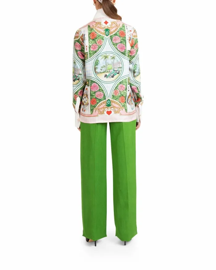Shirts Men Casablanca Paris Le Jardin Des Cartes Silk Shirt