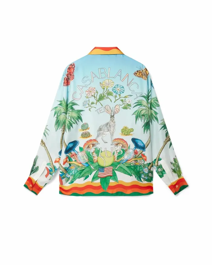 Shirts Men Casablanca Paris Palm Springs Tennis Club Cuban Collar Silk Shirt