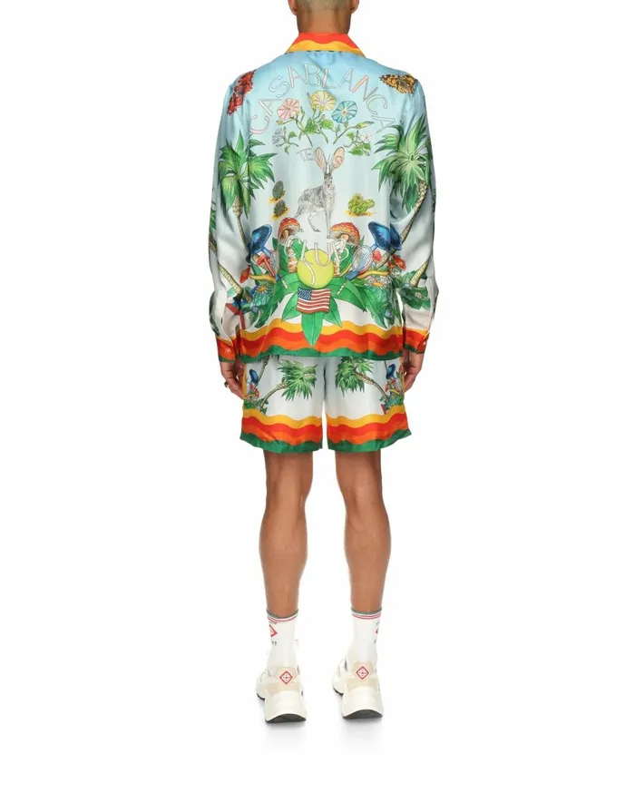 Shirts Men Casablanca Paris Palm Springs Tennis Club Cuban Collar Silk Shirt
