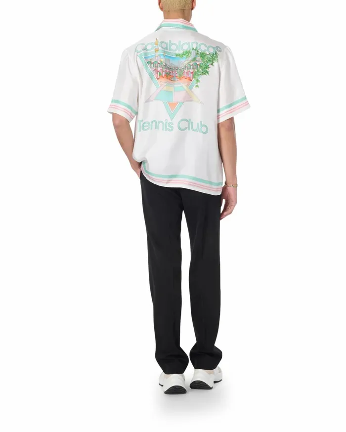 Shirts Men Casablanca Paris Tennis Club Icon Silk Shirt Shirts Men Casablanca Paris Tennis Club Icon Silk Shirt