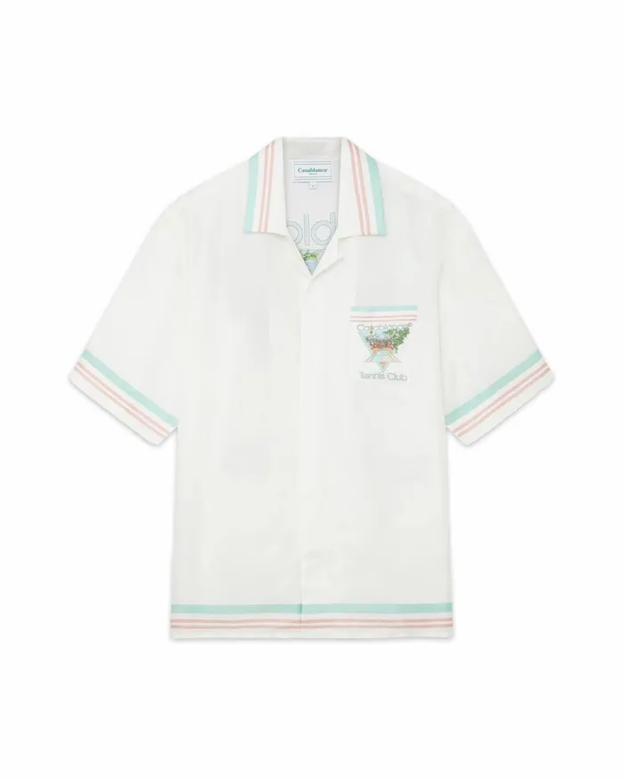 Shirts Men Casablanca Paris Tennis Club Icon Silk Shirt Shirts Men Casablanca Paris Tennis Club Icon Silk Shirt
