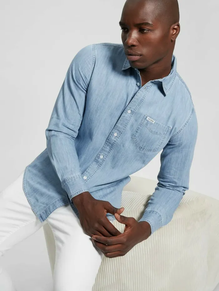 Shirts Men GUESS Ronnie Chambray Shirt The Nagoya
