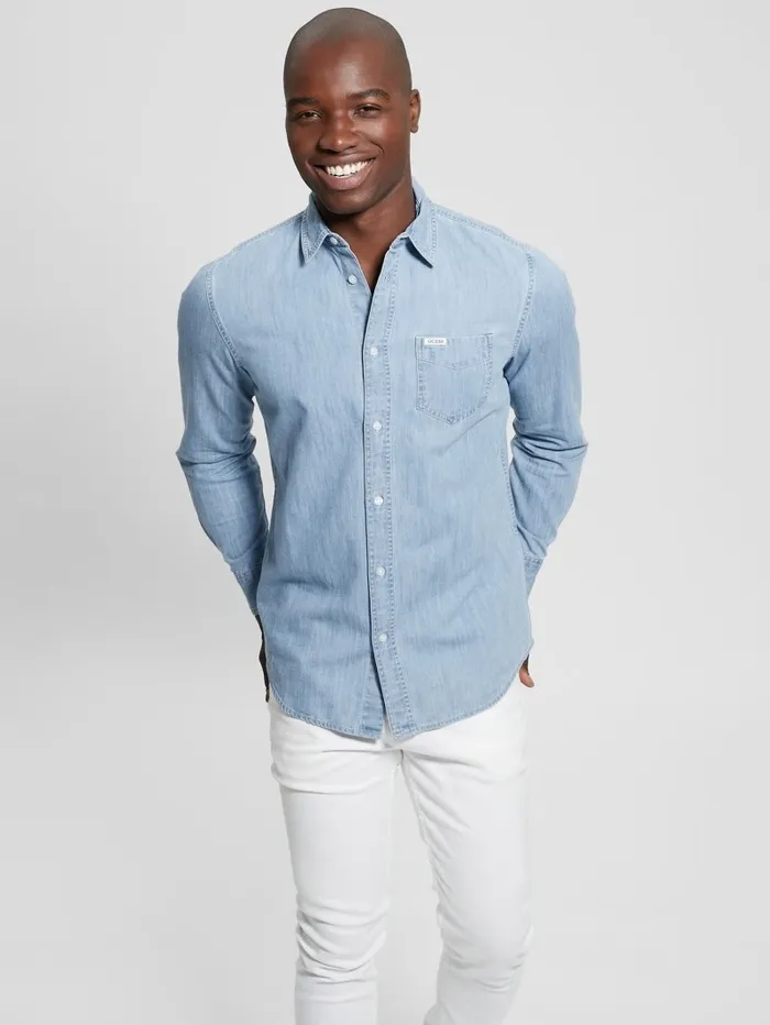 Shirts Men GUESS Ronnie Chambray Shirt The Nagoya Shirts Men GUESS Ronnie Chambray Shirt The Nagoya