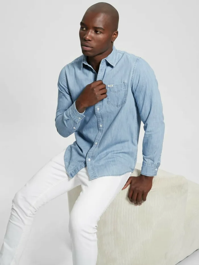 Shirts Men GUESS Ronnie Chambray Shirt The Nagoya Shirts Men GUESS Ronnie Chambray Shirt The Nagoya