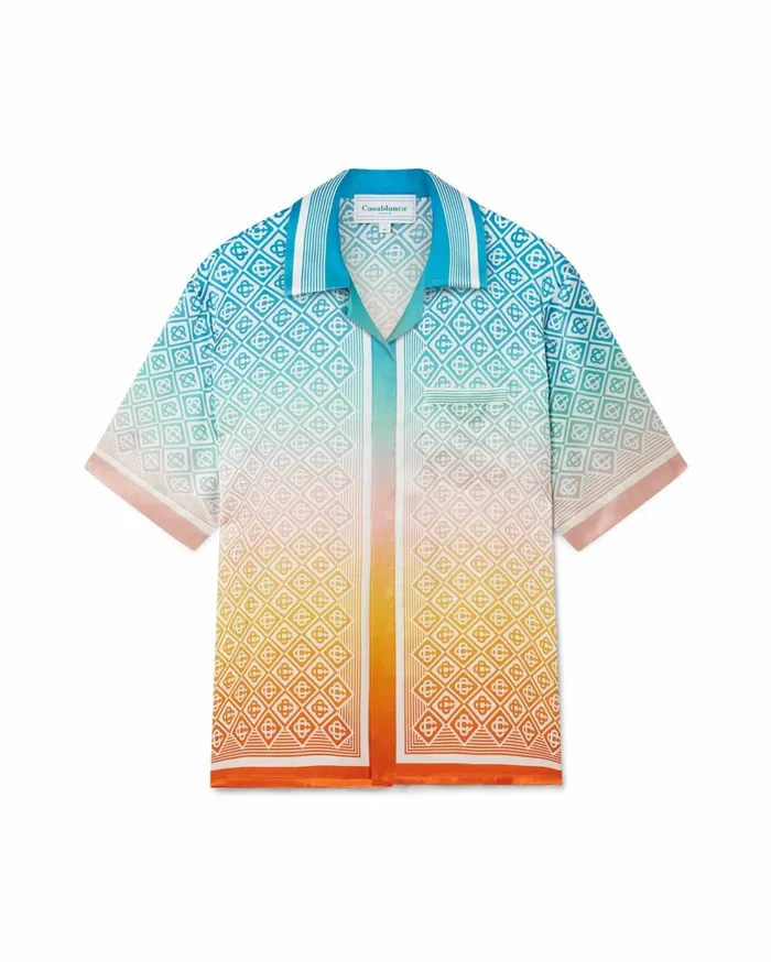 Shirts MenWomen Casablanca Paris Gradient Monogram Silk Shirt