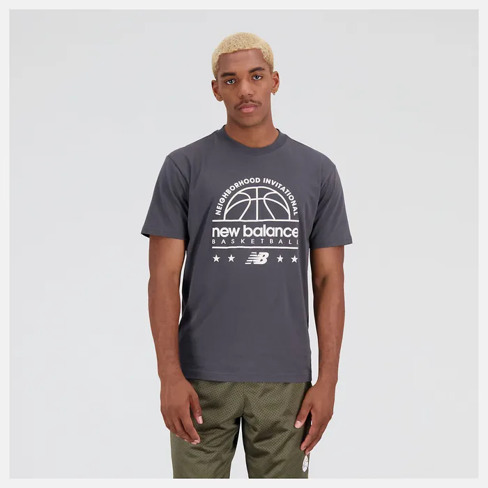 Shirts New Balance Men Hoops Cotton Jersey Short Sleeve Tshirt BLACKTOP
