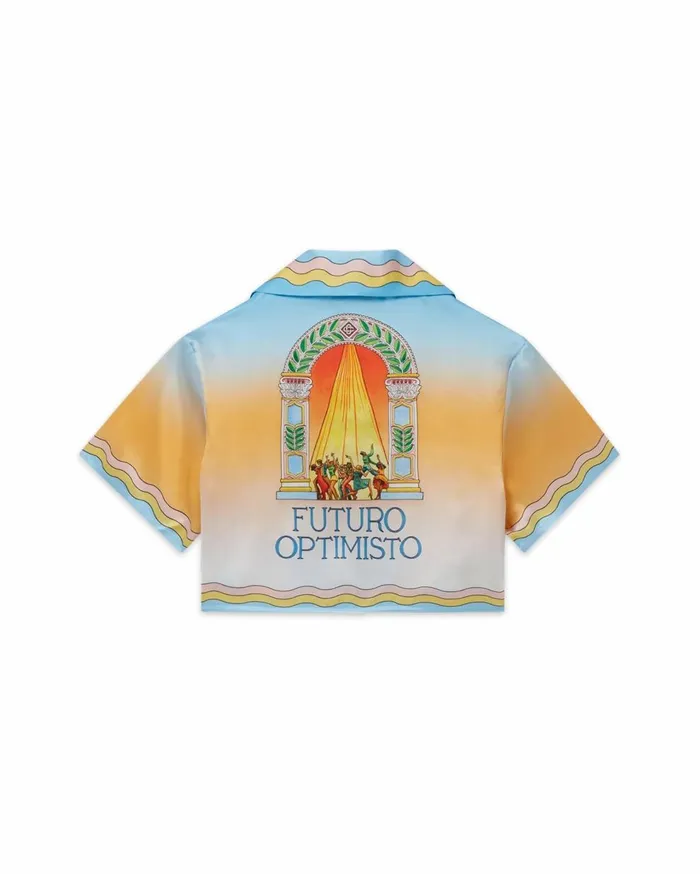 Shirts Women Casablanca Paris La Danse Cropped Silk Shirt