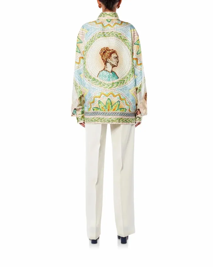 Shirts Women Casablanca Paris Mosaics Grecques Silk Shirt