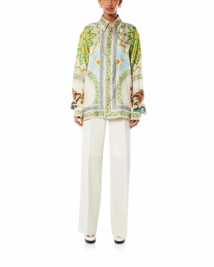 Shirts Women Casablanca Paris Mosaics Grecques Silk Shirt