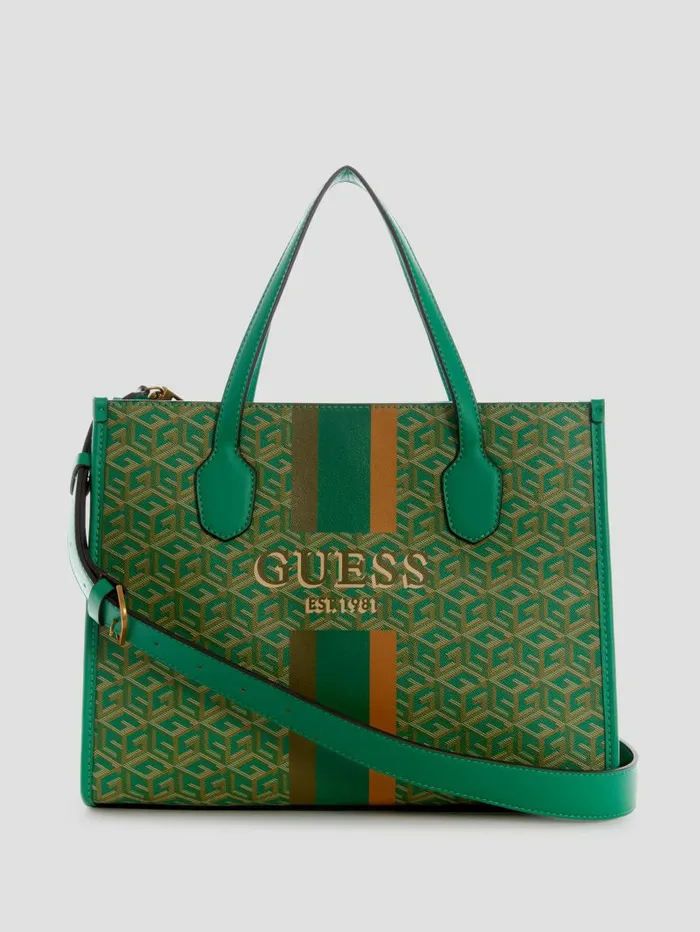 Silvana G Cube Tote Forest Logo Handbags GUESS Women