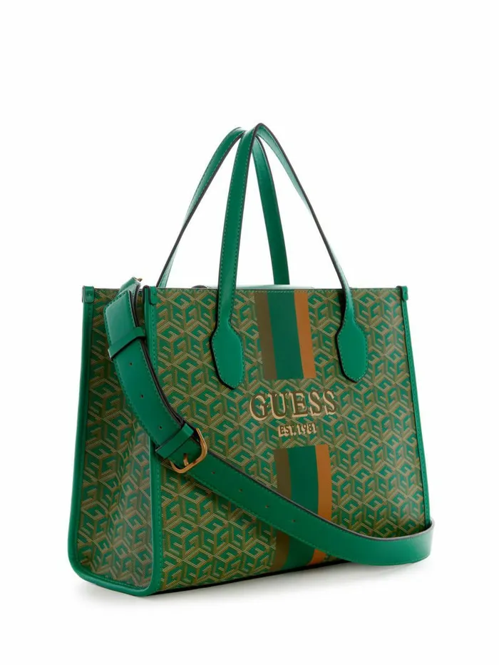 Silvana G Cube Tote Forest Logo Handbags GUESS Women Silvana G Cube Tote Forest Logo Handbags GUESS Women