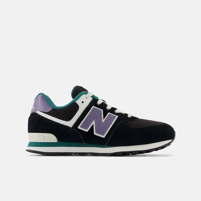 Size 35 8211 7 New Balance Kids 574 Black with Mercury and Vintage Teal
