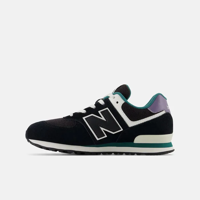 Size 35 8211 7 New Balance Kids 574 Black with Mercury and Vintage Teal Size 35 8211 7 New Balance Kids 574 Black with Mercury and Vintage Teal