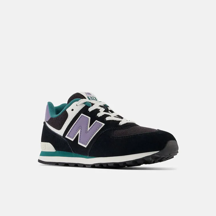 Size 35 8211 7 New Balance Kids 574 Black with Mercury and Vintage Teal Size 35 8211 7 New Balance Kids 574 Black with Mercury and Vintage Teal