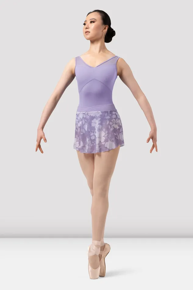 Skirts and Tutus Ladies Mirella Chevron Pull On Skirt Mauve 8211 Bloch Adult