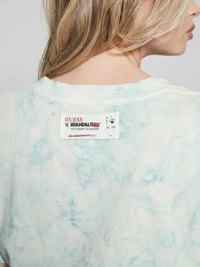 Slogan Crop Tee Morning Glory Multi Women Tops GUESS Slogan Crop Tee Morning Glory Multi Women Tops GUESS