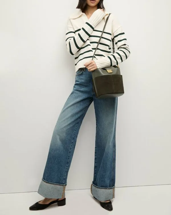 Small Crest Lock Suede Bucket Bag Pine Women Veronica Beard Handbags Small Crest Lock Suede Bucket Bag Pine Women Veronica Beard Handbags