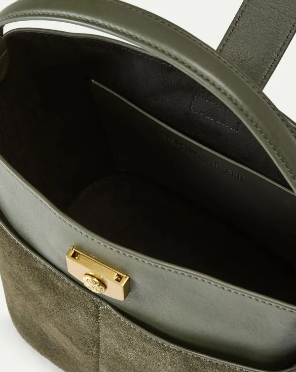 Small Crest Lock Suede Bucket Bag Pine Women Veronica Beard Handbags Small Crest Lock Suede Bucket Bag Pine Women Veronica Beard Handbags