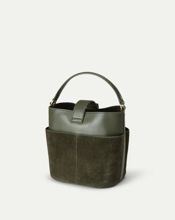 Small Crest Lock Suede Bucket Bag Pine Women Veronica Beard Handbags Small Crest Lock Suede Bucket Bag Pine Women Veronica Beard Handbags
