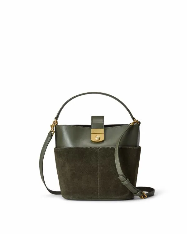 Small Crest Lock Suede Bucket Bag Pine Women Veronica Beard Handbags Small Crest Lock Suede Bucket Bag Pine Women Veronica Beard Handbags