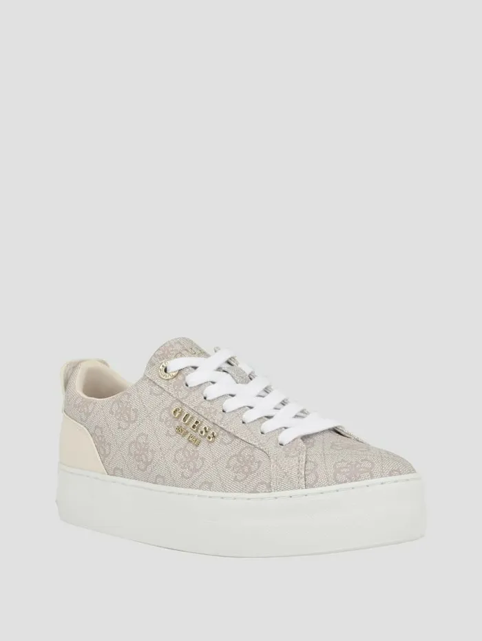 Sneakers Logo Print LowTop Sneakers Ivory 150 8211 GUESS Women